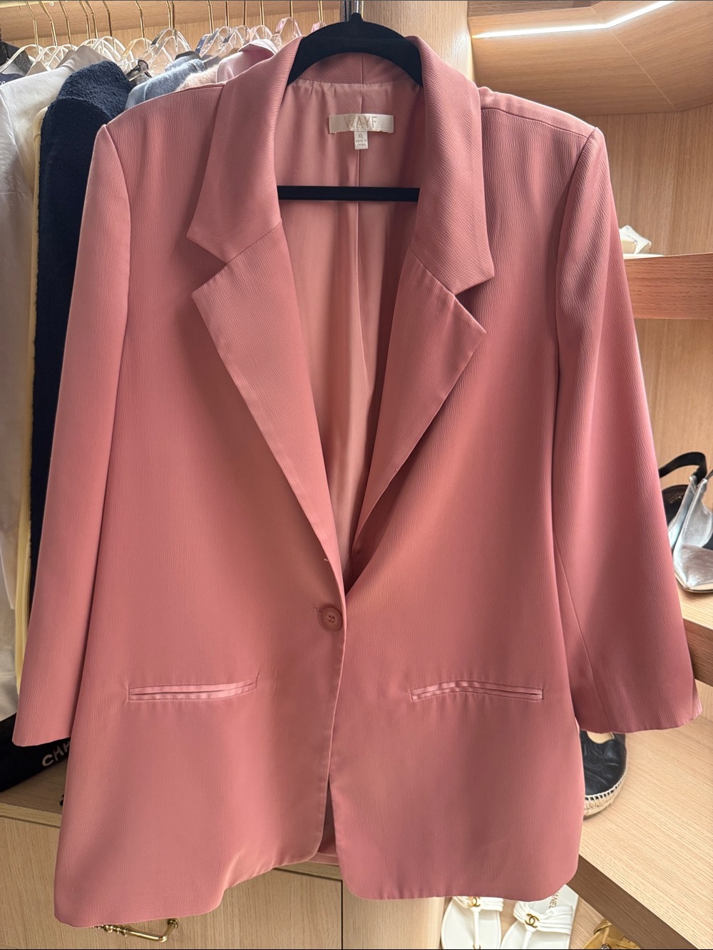Wayf Rose Blush Single-Button Blazer
